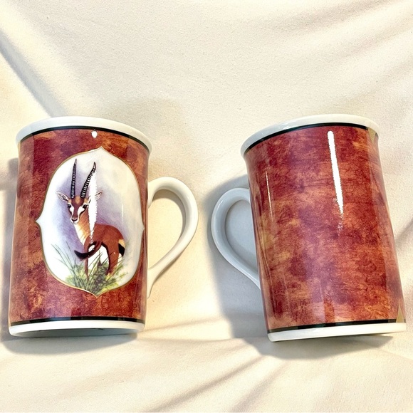 *VTG* (2) Lynn Chase Designs African Portraits GAZELLE ‘95 Cups - 24K Gold Trim - Picture 3 of 8